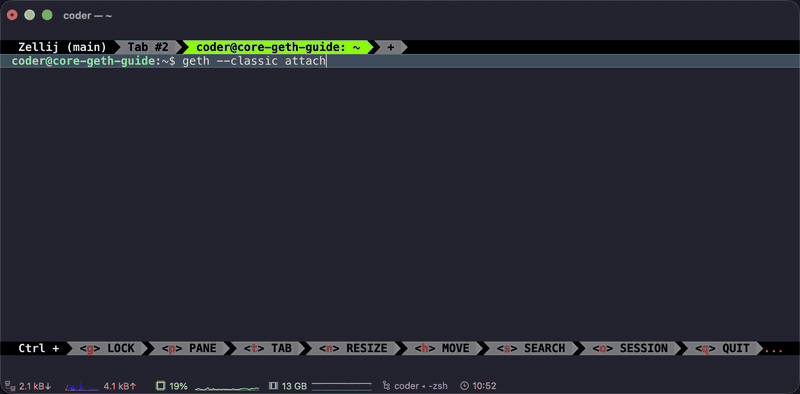 Talking to the node in the console