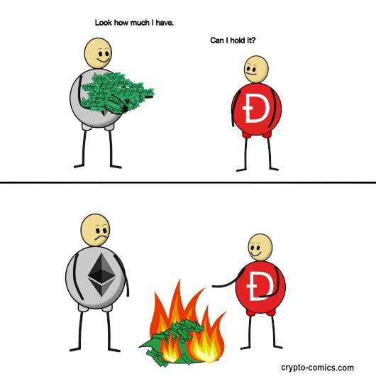 A viral comic from 2016 depicting The DAO burning up Ethereum's money
