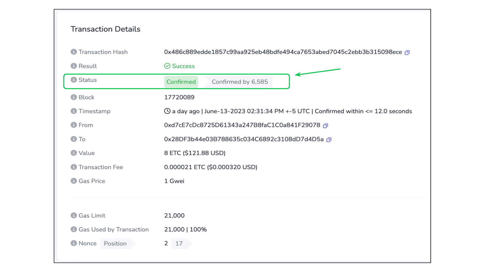 check confirmations ethereum