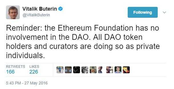لم يكن لمؤسسة Ethereum أي علاقة مع DAO